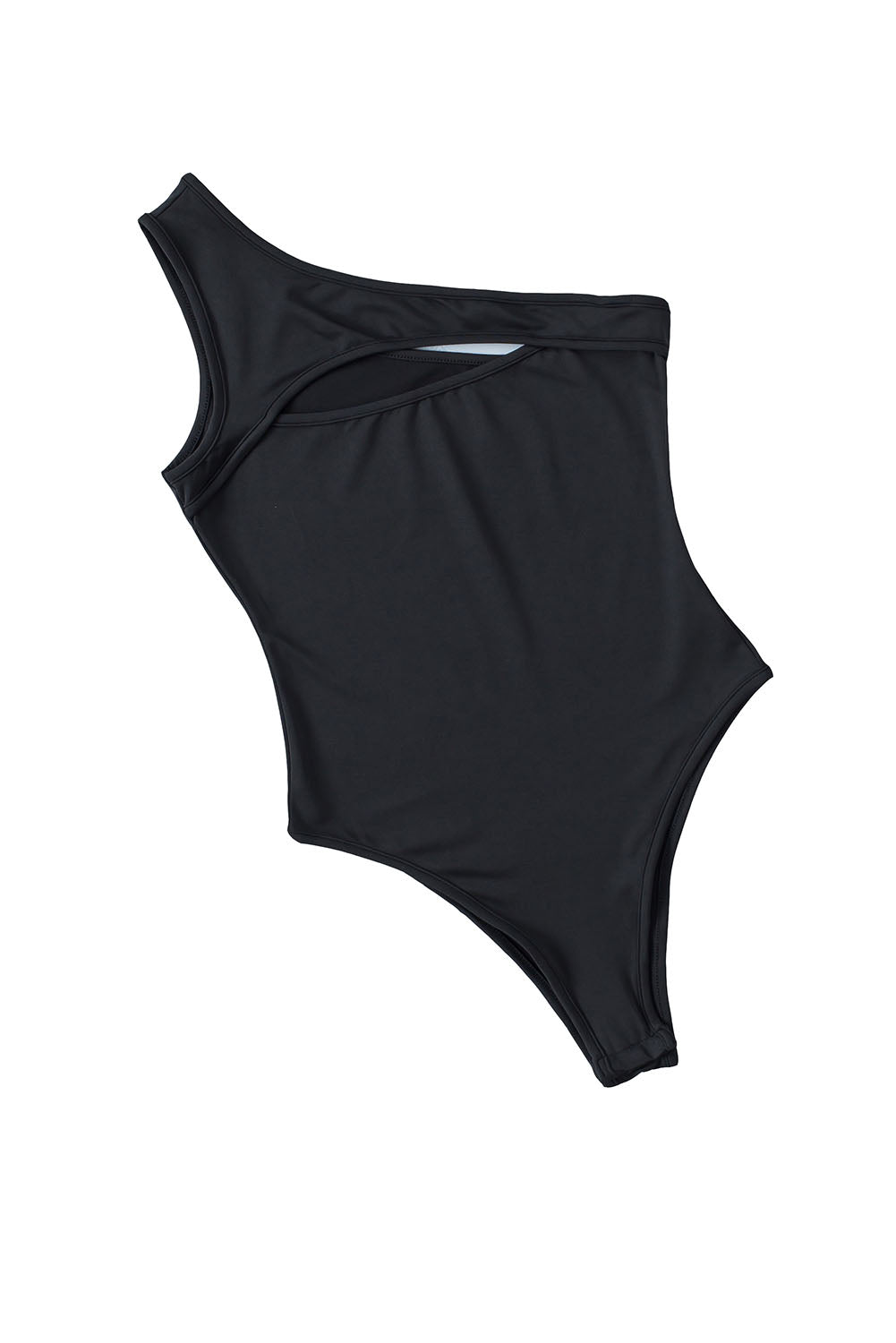 Black Peekaboo Cutout One Shoulder Bodysuit