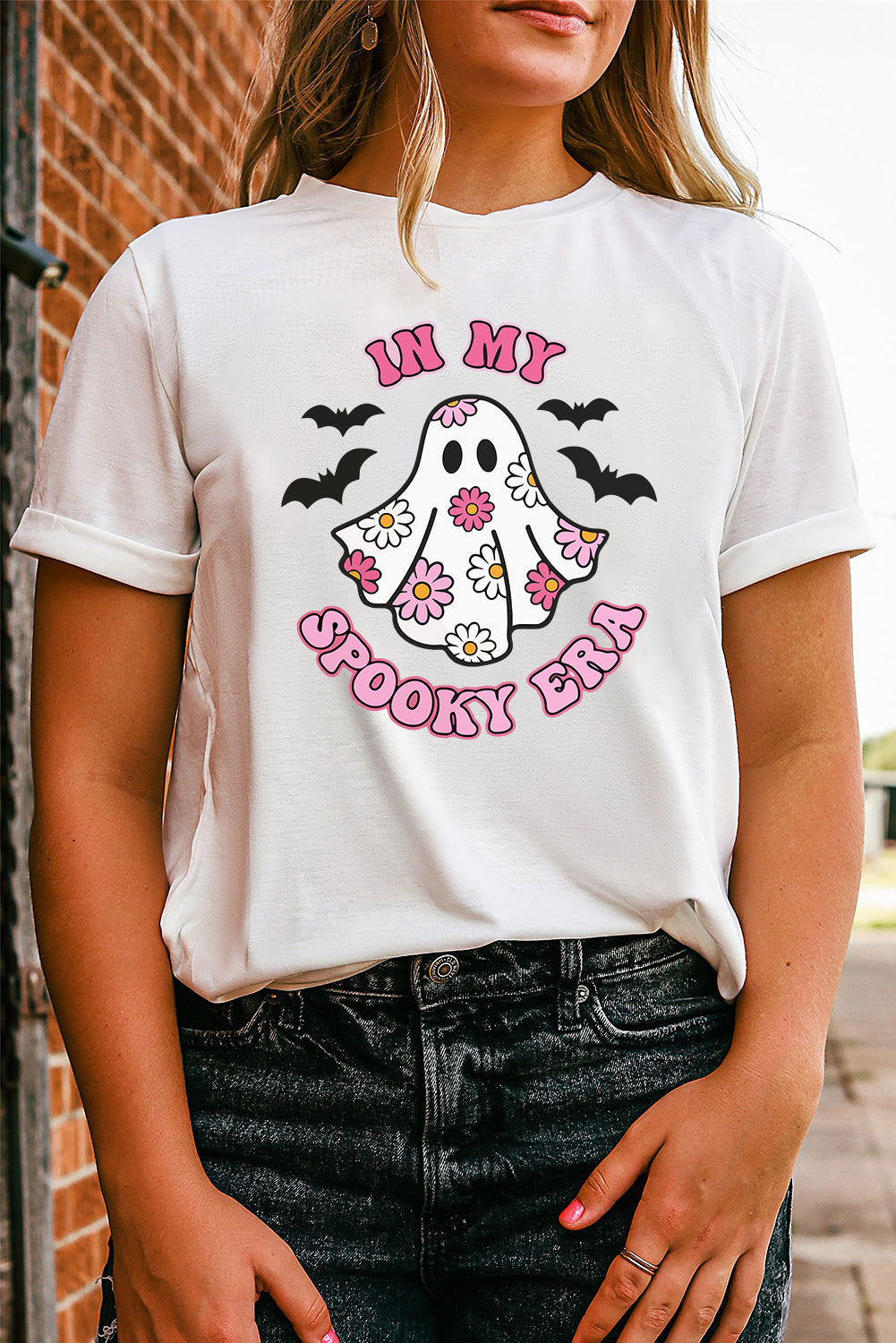 White IN MY SPOOKY ERA Halloween Ghost Graphic Tee