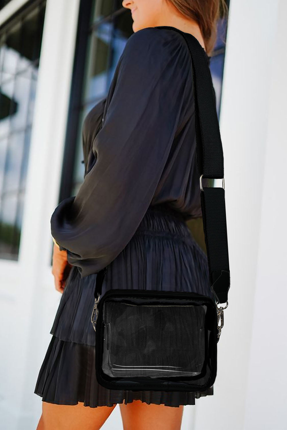 Valerian Clear PVC Leather Strap Crossbody Bag