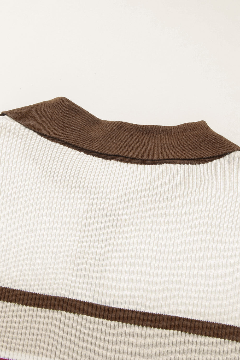 Black Rib Knitted Stripe Detail Henley Sweater