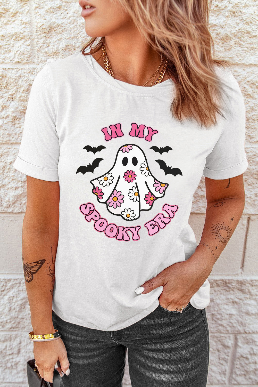 White IN MY SPOOKY ERA Halloween Ghost Graphic Tee